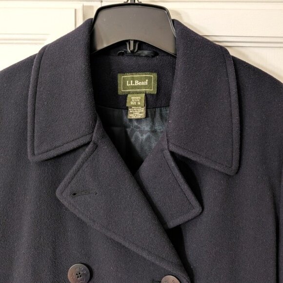 Brand New L.L. Bean Wool Cashmere Blend Women's Dark Navy Peacoat Size 14P - Picture 3 of 9
